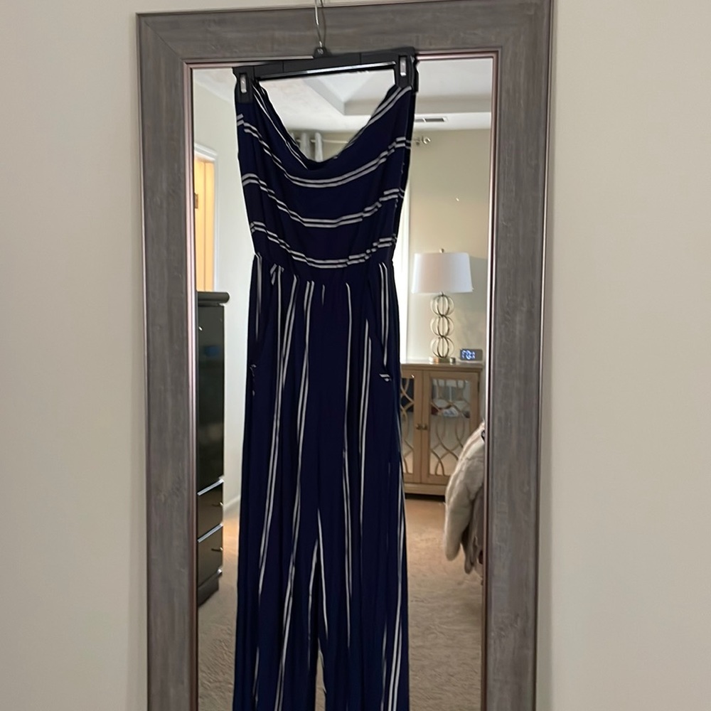 Strapless Blue/white pantsuit - with tags